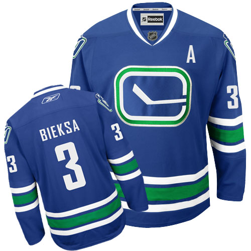 Branded Vancouver Canucks 3 Kevin Bieksa Blue Third NHL Hockey Jersey